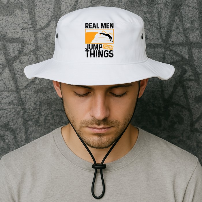 Real Men Jump From Things Tombstoning Cliff Diver Jumping Bucket Hat