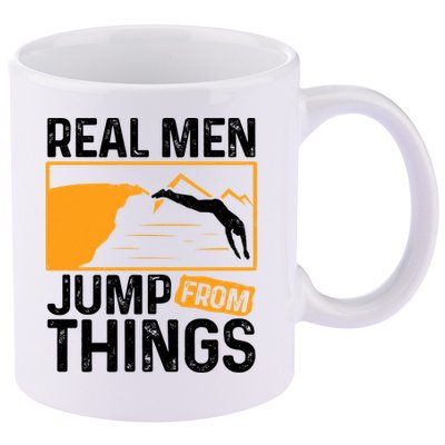 Real Men Jump From Things Tombstoning Cliff Diver Jumping 11oz C Handle Ceramic Mug
