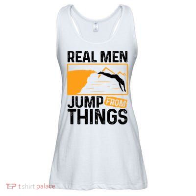 Real Men Jump From Things Tombstoning Cliff Diver Jumping Ladies Essential Flowy Tank