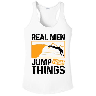 Real Men Jump From Things Tombstoning Cliff Diver Jumping Ladies PosiCharge Competitor Racerback Tank
