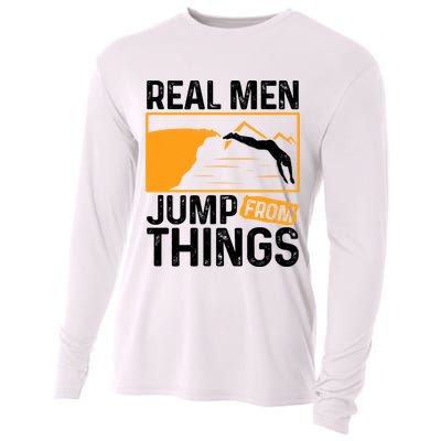 Real Men Jump From Things Tombstoning Cliff Diver Jumping Cooling Performance Long Sleeve Crew