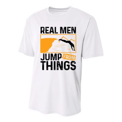 Real Men Jump From Things Tombstoning Cliff Diver Jumping Youth Performance Sprint T-Shirt