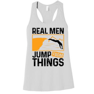 Real Men Jump From Things Tombstoning Cliff Diver Jumping Women's Racerback Tank