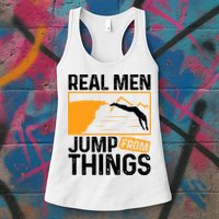 Real Men Jump From Things Tombstoning Cliff Diver Jumping Womens Tank Top