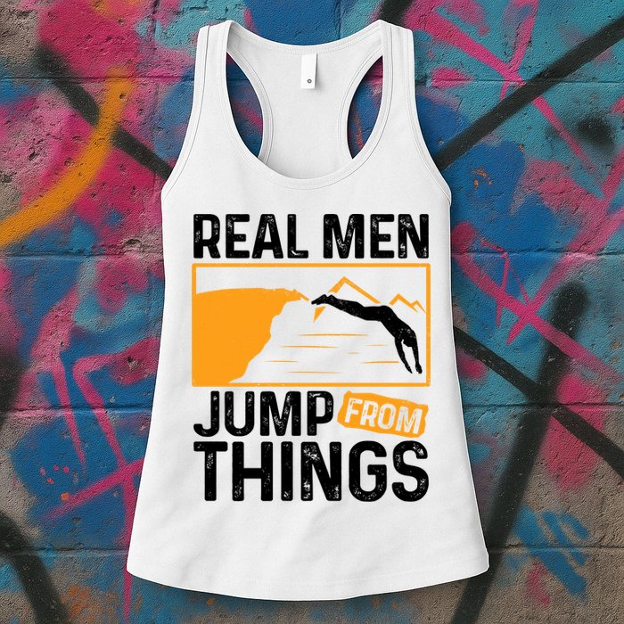 Real Men Jump From Things Tombstoning Cliff Diver Jumping Womens Tank Top