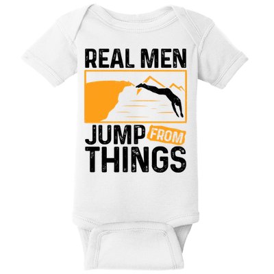 Real Men Jump From Things Tombstoning Cliff Diver Jumping Baby Bodysuit