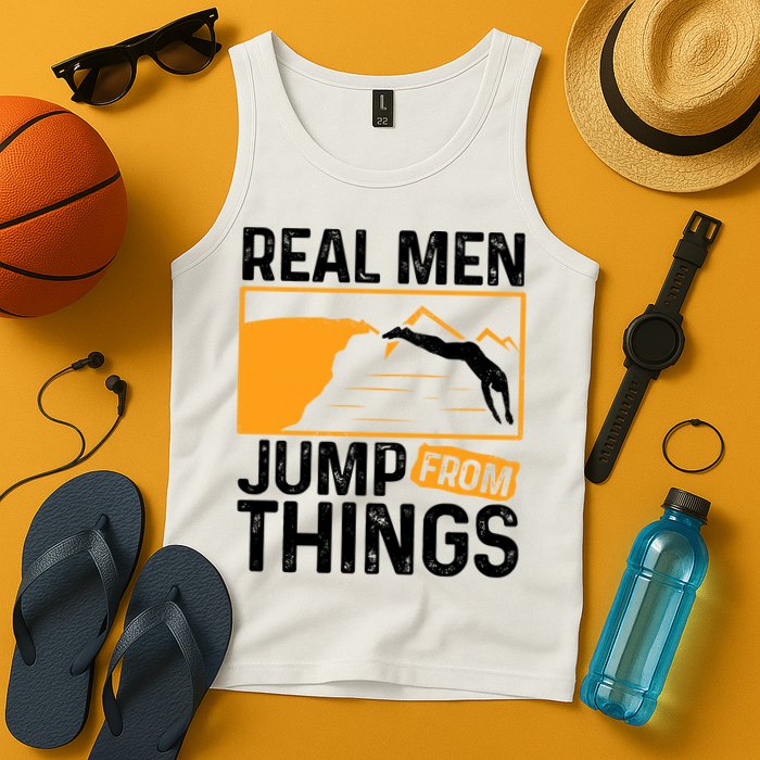 Real Men Jump From Things Tombstoning Cliff Diver Jumping Tank Top