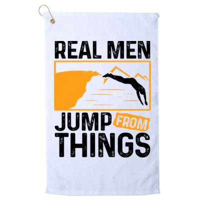Real Men Jump From Things Tombstoning Cliff Diver Jumping Golf Towel