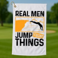 Real Men Jump From Things Tombstoning Cliff Diver Jumping Golf Towel