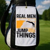 Real Men Jump From Things Tombstoning Cliff Diver Jumping Golf Towel