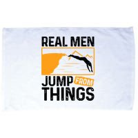 Real Men Jump From Things Tombstoning Cliff Diver Jumping Microfiber Hand Towel