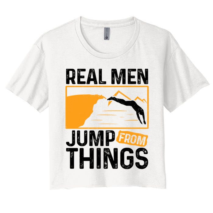 Real Men Jump From Things Tombstoning Cliff Diver Jumping Crop Top