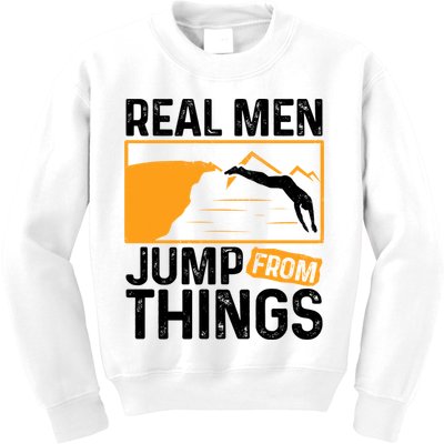 Real Men Jump From Things Tombstoning Cliff Diver Jumping Kids Sweatshirt