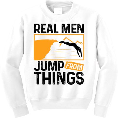 Real Men Jump From Things Tombstoning Cliff Diver Jumping Kids Sweatshirt