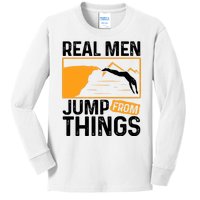 Real Men Jump From Things Tombstoning Cliff Diver Jumping Kids Long Sleeve Shirt