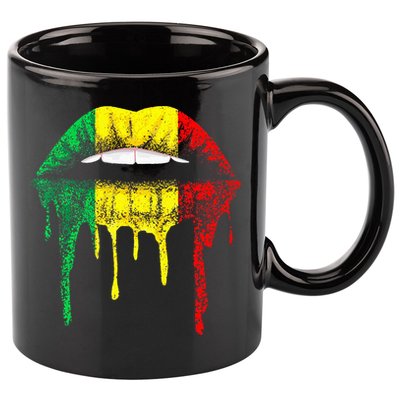 Reggae Music Jamaica Kissing Lips Flag Rastafari Rasta 11oz C Handle Ceramic Mug