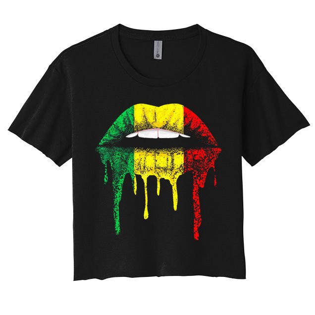 Reggae Music Jamaica Kissing Lips Flag Rastafari Rasta Crop Top