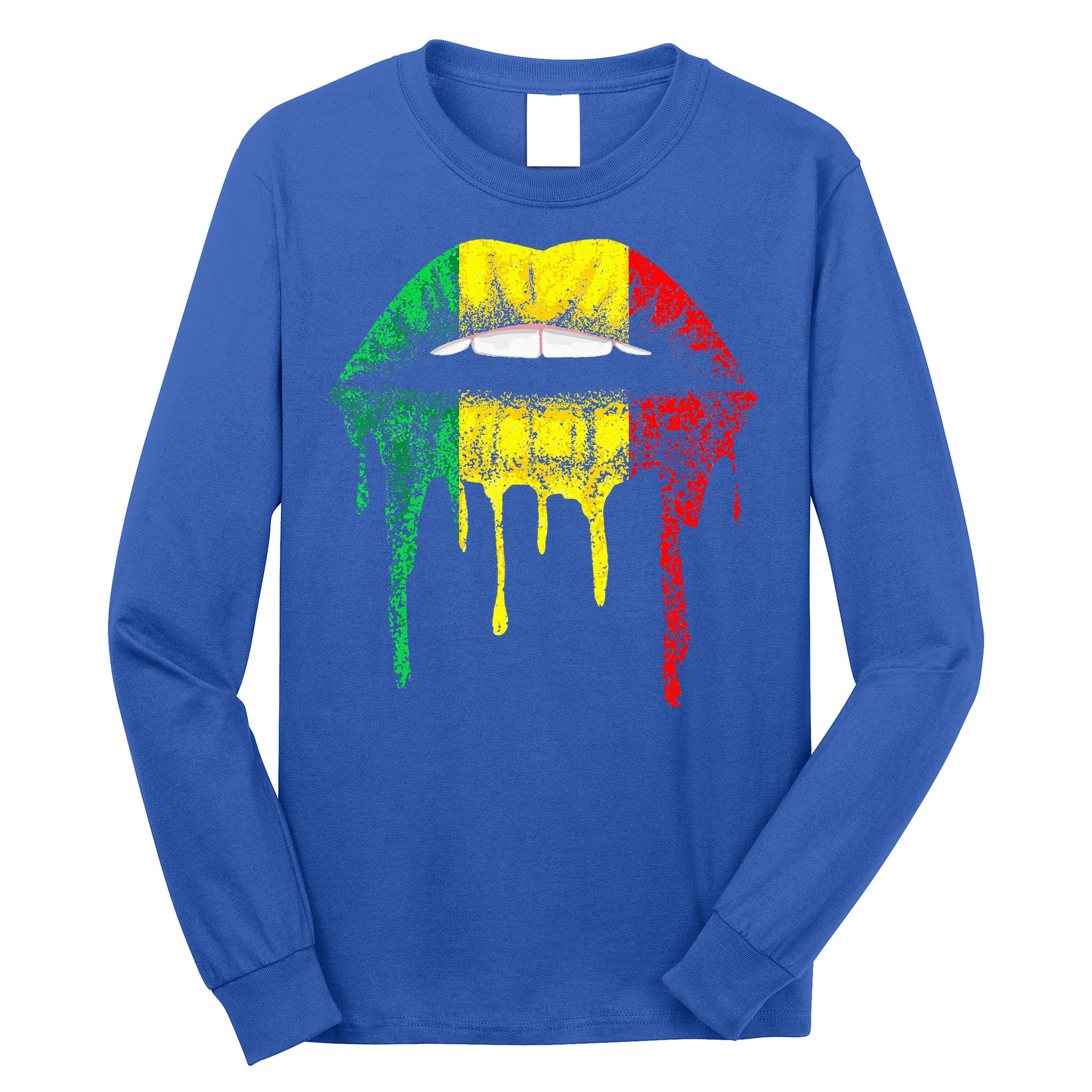 Reggae Music Jamaica Kissing Lips Flag Rastafari Rasta Long Sleeve Shirt