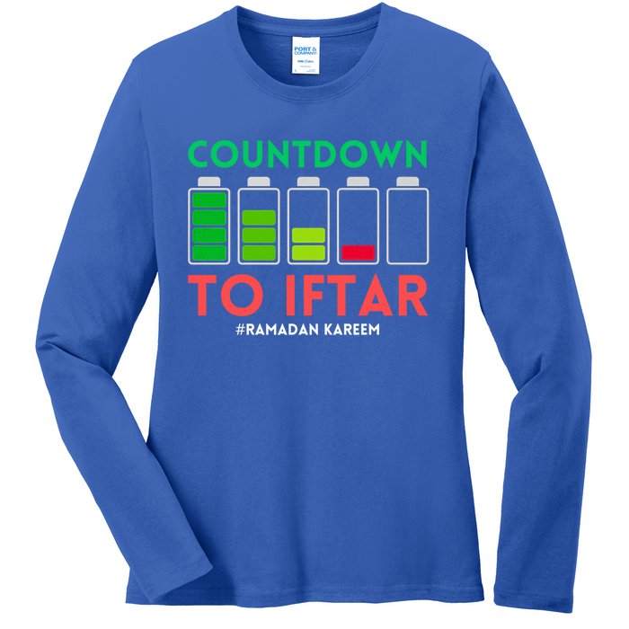 Ramadan Mubarak Kareem Count Down To Iftar Funny Say Funny Gift Ladies Long Sleeve Shirt