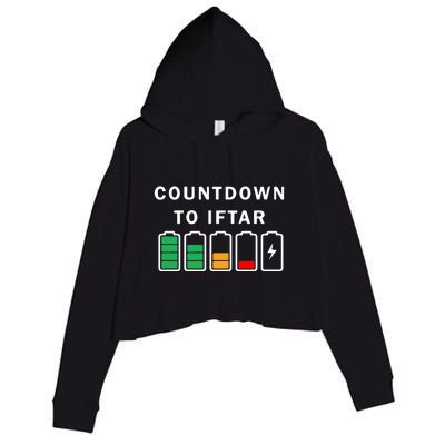 Ramadan Mubarak Kareem, Count Down To Iftar Funny Gift Crop Fleece Hoodie