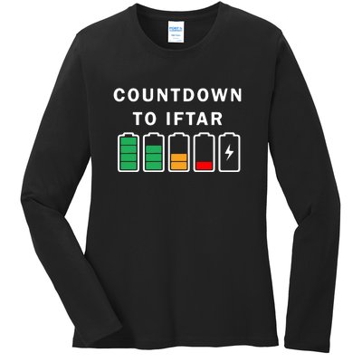 Ramadan Mubarak Kareem, Count Down To Iftar Funny Gift Ladies Long Sleeve Shirt