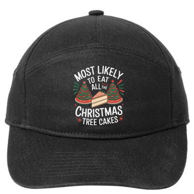 Retro Most Likely To Eat All The Christmas Tree Cakes Debbie 7-Panel Snapback Hat