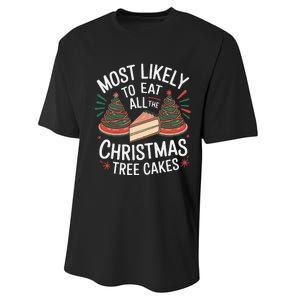 Retro Most Likely To Eat All The Christmas Tree Cakes Debbie Performance Sprint T-Shirt