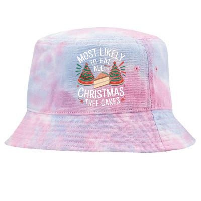 Retro Most Likely To Eat All The Christmas Tree Cakes Debbie Tie-Dyed Bucket Hat