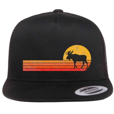 Retro Moose Lover Funny Moose Flat Bill Trucker Hat