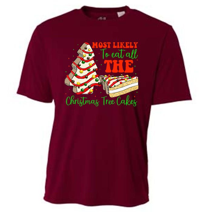 Retro Most Likely To Eat All The Christmas Tree Cakes Debbie Cooling Performance Crew T-Shirt