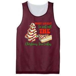 Retro Most Likely To Eat All The Christmas Tree Cakes Debbie Mesh Reversible Basketball Jersey Tank