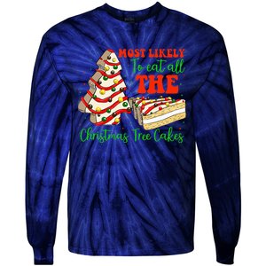 Retro Most Likely To Eat All The Christmas Tree Cakes Debbie Tie-Dye Long Sleeve Shirt