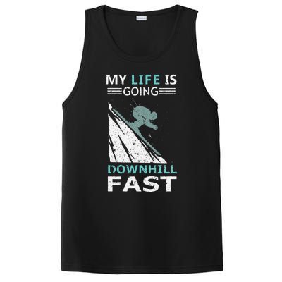 retro My Life Is Going Downhill Fast Steep Skiing Slopes PosiCharge Competitor Tank