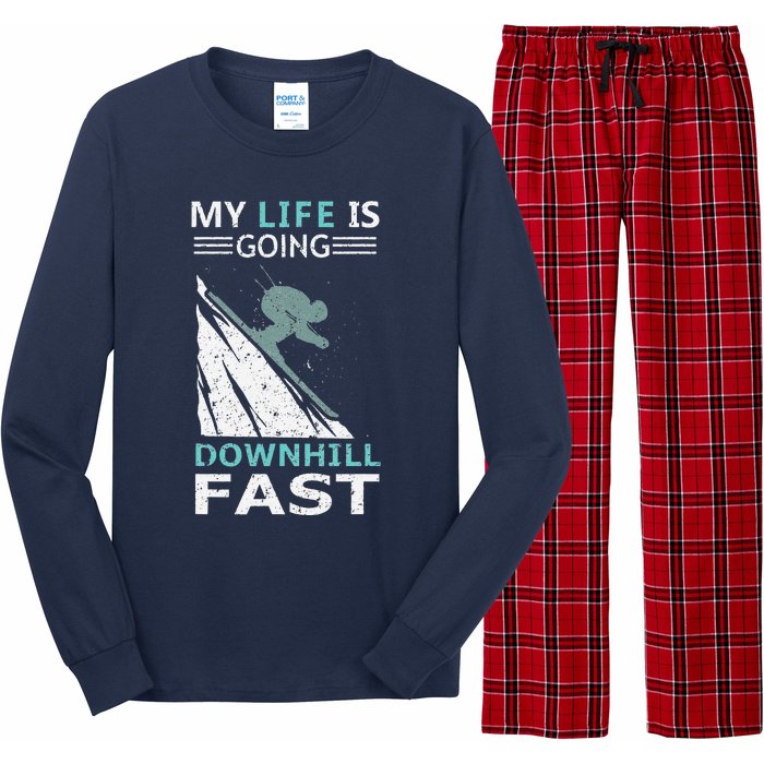 retro My Life Is Going Downhill Fast Steep Skiing Slopes Long Sleeve Pajama Set