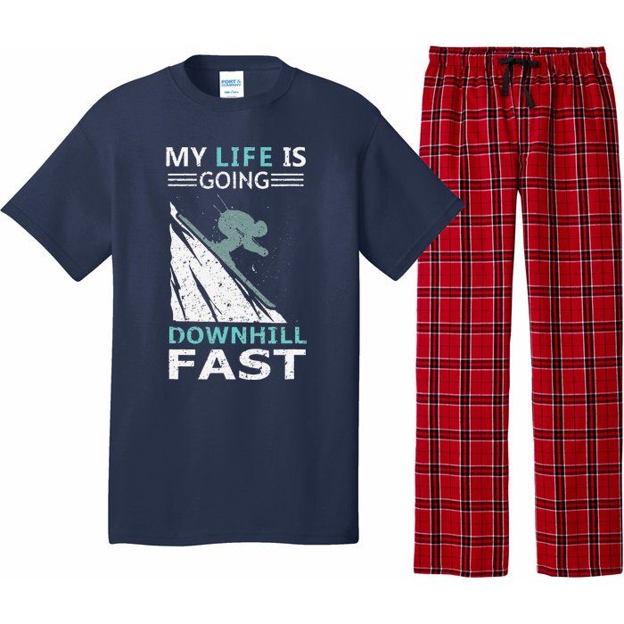 retro My Life Is Going Downhill Fast Steep Skiing Slopes Pajama Set