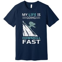 retro My Life Is Going Downhill Fast Steep Skiing Slopes Premium T-Shirt