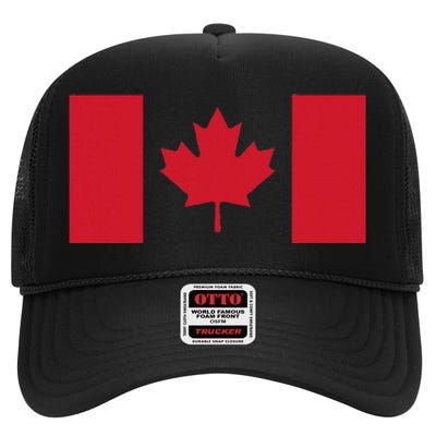 Red Maple Leaf Canada Day High Crown Mesh Back Trucker Hat