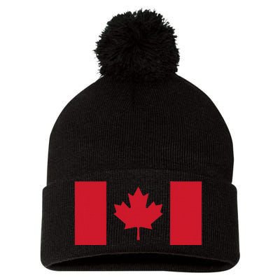 Red Maple Leaf Canada Day Pom Pom 12in Knit Beanie