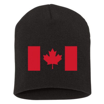 Red Maple Leaf Canada Day Short Acrylic Beanie