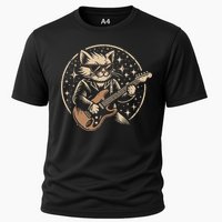 Retro Music Lover Heavy Metal Electric Guitar Funny Rock Cat Cooling Performance Crew T-Shirt