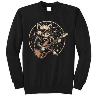 Retro Music Lover Heavy Metal Electric Guitar Funny Rock Cat Sweatshirt