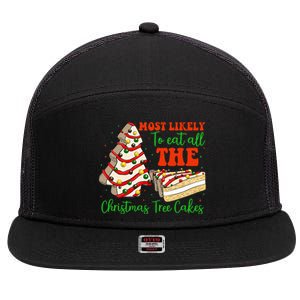 Retro Most Likely To Eat All The Christmas Tree Cakes Debbie 7 Panel Mesh Trucker Snapback Hat