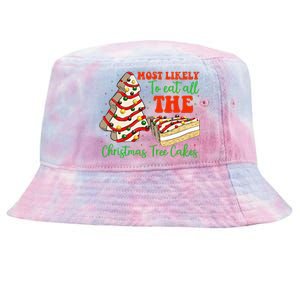 Retro Most Likely To Eat All The Christmas Tree Cakes Debbie Tie-Dyed Bucket Hat