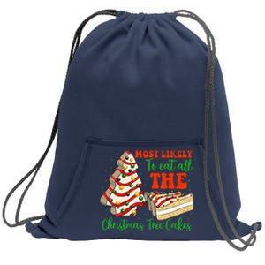 Retro Most Likely To Eat All The Christmas Tree Cakes Debbie Sweatshirt Cinch Pack Bag