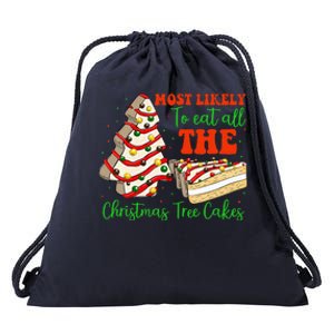 Retro Most Likely To Eat All The Christmas Tree Cakes Debbie Drawstring Bag