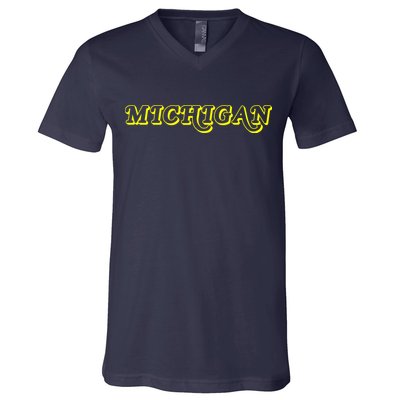 Retro Michigan Logo V-Neck T-Shirt
