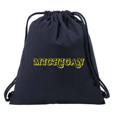 Retro Michigan Logo Drawstring Bag
