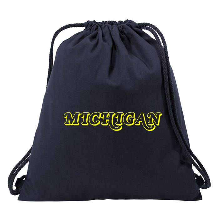 Retro Michigan Logo Drawstring Bag