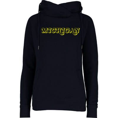 Retro Michigan Logo Womens Funnel Neck Pullover Hood