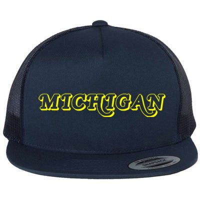 Retro Michigan Logo Flat Bill Trucker Hat